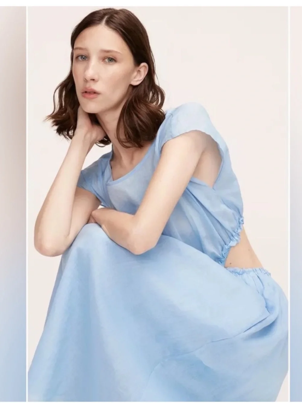 Rebecca Taylor Light Blue Women's Midi Dress in Ramie - Picture 2 of 2